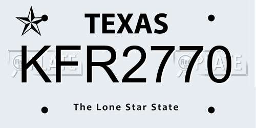 KFR2770 Texas License Plate