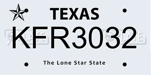 KFR3032 Texas License Plate