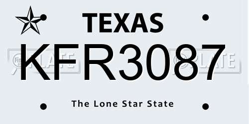 KFR3087 Texas License Plate