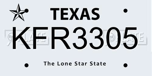 KFR3305 Texas License Plate