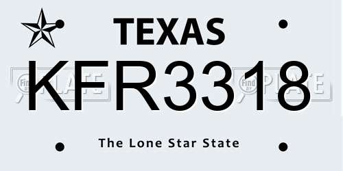 KFR3318 Texas License Plate