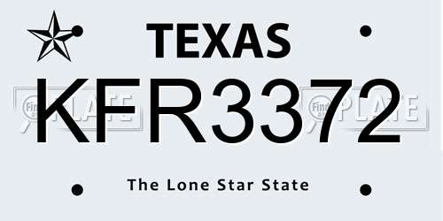KFR3372 Texas License Plate