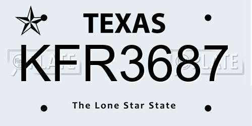 KFR3687 Texas License Plate