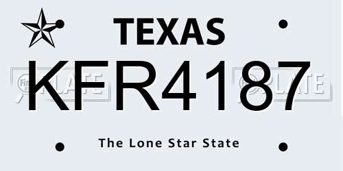 KFR4187 Texas License Plate