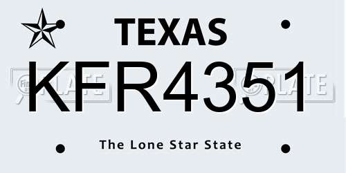 KFR4351 Texas License Plate