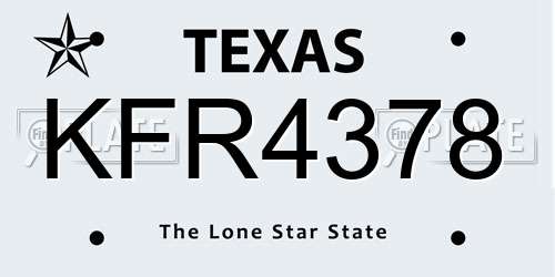 KFR4378 Texas License Plate