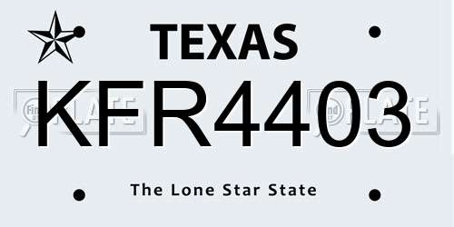 KFR4403 Texas License Plate