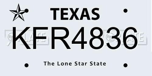 KFR4836 Texas License Plate