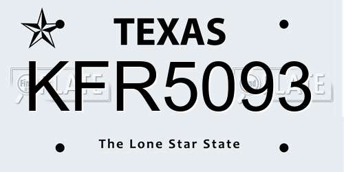 KFR5093 Texas License Plate