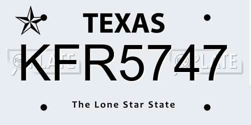 KFR5747 Texas License Plate