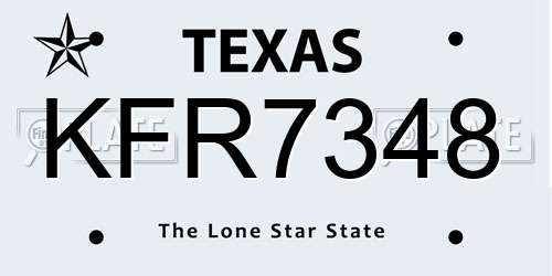 KFR7348 Texas License Plate