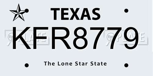 KFR8779 Texas License Plate