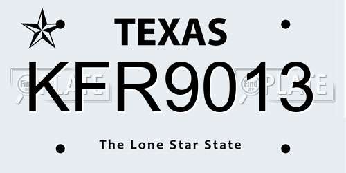 KFR9013 Texas License Plate
