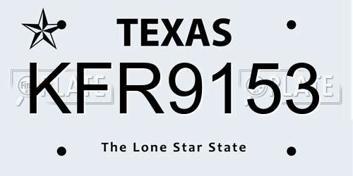 KFR9153 Texas License Plate