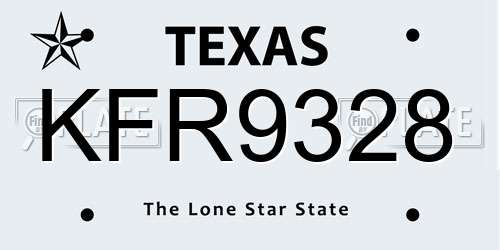 KFR9328 Texas License Plate