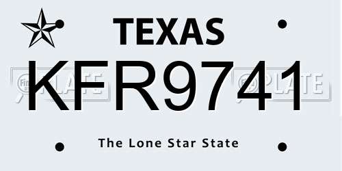 KFR9741 Texas License Plate
