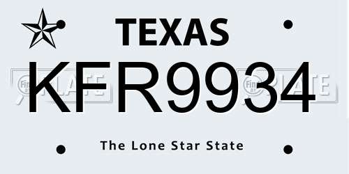 KFR9934 Texas License Plate