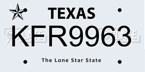 KFR9963 Texas License Plate