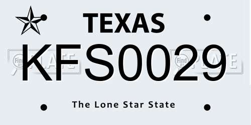 KFS0029 Texas License Plate