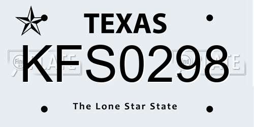 KFS0298 Texas License Plate
