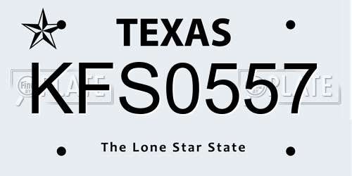 KFS0557 Texas License Plate