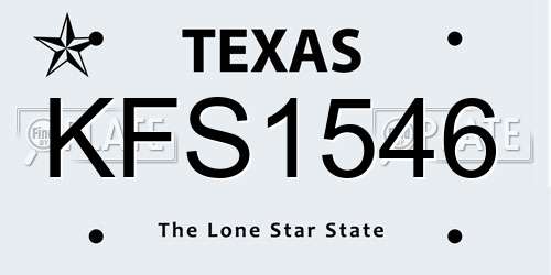 KFS1546 Texas License Plate