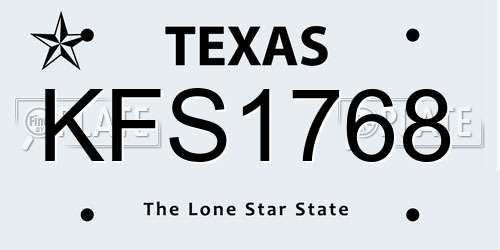 KFS1768 Texas License Plate