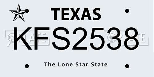 KFS2538 Texas License Plate