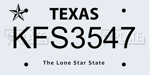 KFS3547 Texas License Plate
