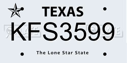 KFS3599 Texas License Plate