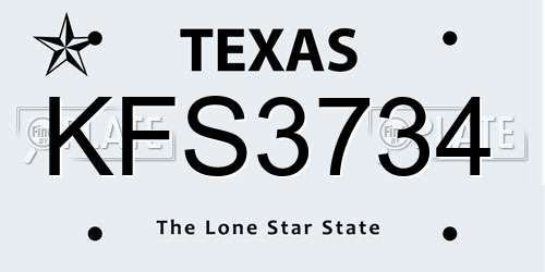 KFS3734 Texas License Plate