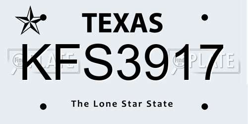 KFS3917 Texas License Plate