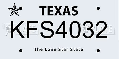 KFS4032 Texas License Plate