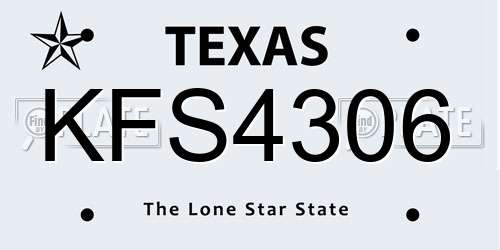 KFS4306 Texas License Plate
