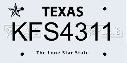 KFS4311 Texas License Plate