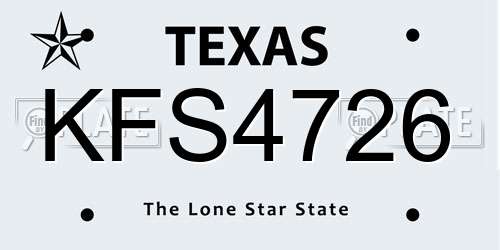 KFS4726 Texas License Plate