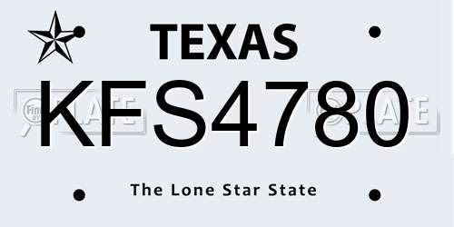 KFS4780 Texas License Plate