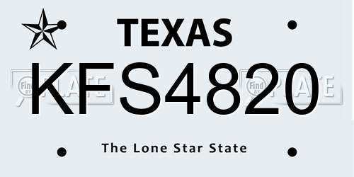 KFS4820 Texas License Plate
