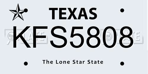 KFS5808 Texas License Plate