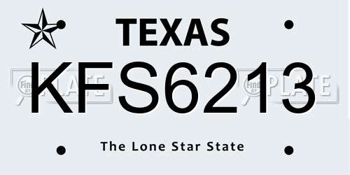 KFS6213 Texas License Plate