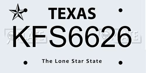 KFS6626 Texas License Plate