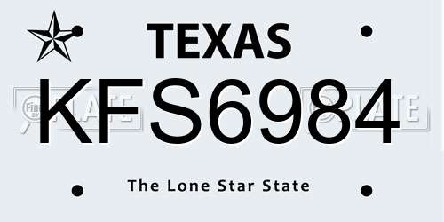 KFS6984 Texas License Plate