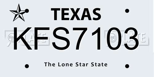 KFS7103 Texas License Plate