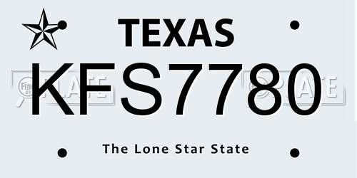 KFS7780 Texas License Plate