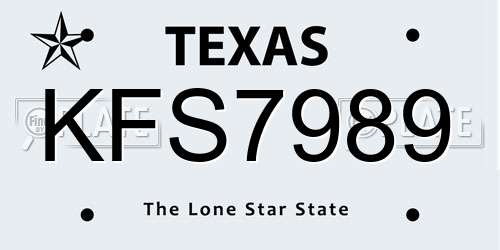 KFS7989 Texas License Plate