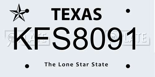 KFS8091 Texas License Plate