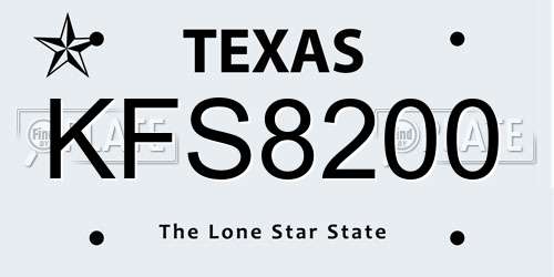 KFS8200 Texas License Plate