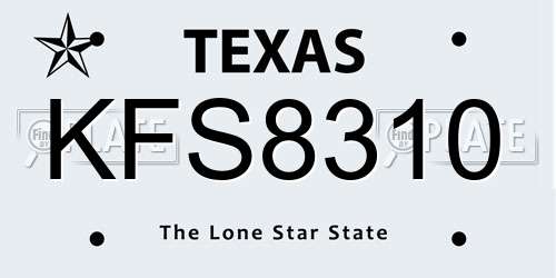 KFS8310 Texas License Plate