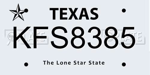 KFS8385 Texas License Plate