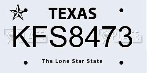 KFS8473 Texas License Plate